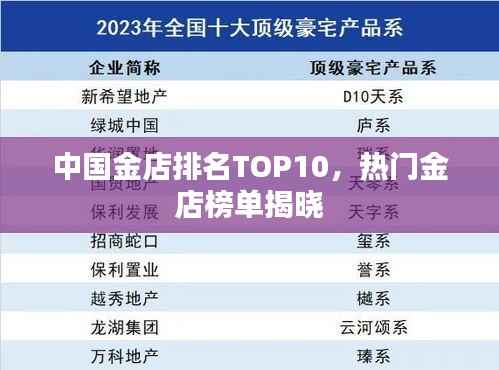 中国金店排名TOP10，热门金店榜单揭晓